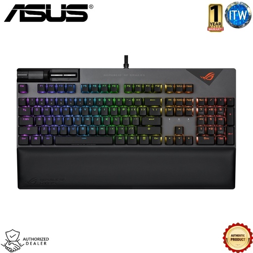[Flare II PBT Red NX] Asus ROG Strix Flare II Gaming Mechanical Keyboard - 8000Hz, ROG NX switches, PBT keycaps, metal media controls, detachable wrist rest (NX Red)