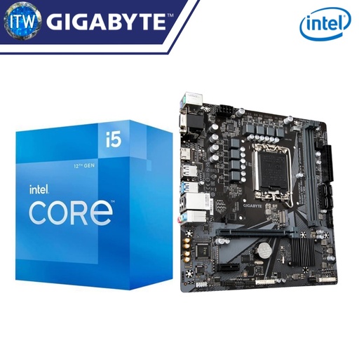 [H610M-H / 12400] Intel Core i5-12400 Processor with Gigabyte H610M H - Intel® H610 Motherboard Bundle