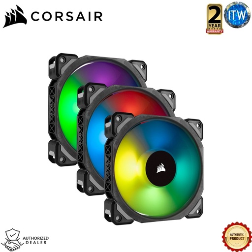[CS-CO-9050076-WW] Corsair ML120 PRO RGB LED 120MM PWM Premium Magnetic Levitation Fan — 3 Fan Pack with Lighting Node PRO (CO-9050076-WW)