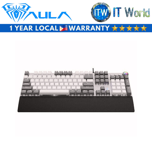 [F2088-White] AULA F2088 Mechanical Wired Backlit Gaming Keyboard White/Gray with Wrist Rest