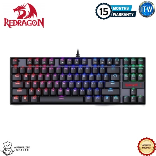 [K552A KUMARA (BLACK)] Redragon Kumara K552A RGB - 87 Keys, Backlit Mechanical Computer illuminated Keyboard for PC Gaming