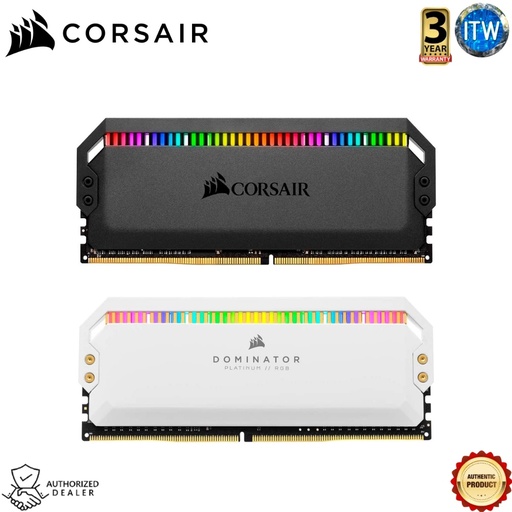 [CS-CMT16GX4M2E3200C16W] Corsair Dominator® Platinum RGB 16GB (2 x 8GB) DDR4 DRAM 3200MHz C16 Memory Kit - in Black &amp; White (White)