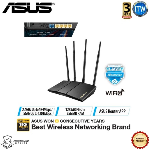 [RT-AX1800HP] ITW | ASUS RT-AX1800HP AX1800 Dual-Band WiFi 6 (802.11ax) AiProtection Classic Router (RT-AX1800HP)