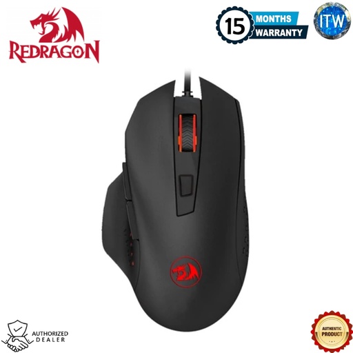 [M610 GAINER] Redragon Gainer M610 - 3200DPI, LED Lighting, Wired USB Gaming Mouse for Windows/Mac PC (Black)