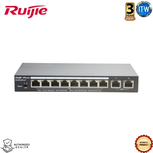 [RG-ES210GC-LP] ITW | Ruijie RG-ES210GC-LP 10-Port Gigabit Smart Cloud Managed PoE Switch (RG-ES210GC-LP)