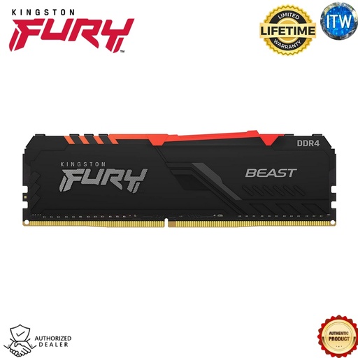 [KF432C16BB1A/16 (KINGSTON)] Kingston Fury Beast RGB 16GB DDR4 3200Mhz Non ECC DIMM Desktop Memory Single Module (KF432C16BB1A/16)