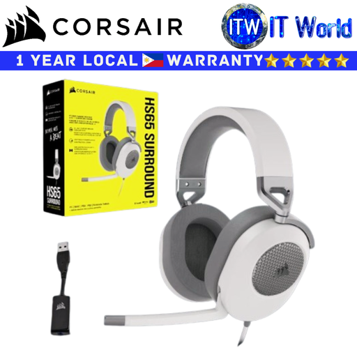 [CA-9011271-AP] Corsair Wired Gaming Headset HS65 Surround with Dolby Audio 7.1 Surround White (CA-9011271-AP) (White)