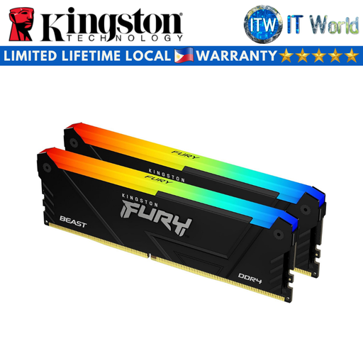[KF436C18BB2AK2/32] Kingston FURY Beast RGB 32GB (2x16GB) 3600 MHz DDR4 CL18 Desktop Memory Kit of 2 (KF436C18BBAK2/32)