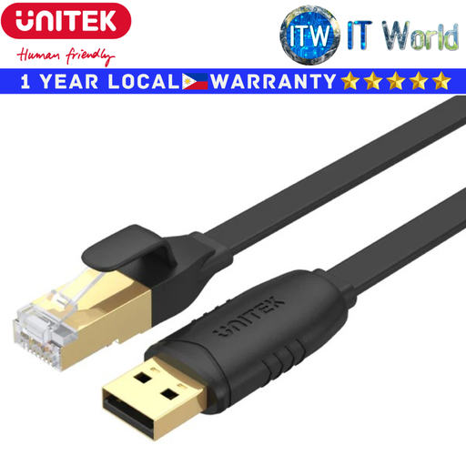 [Y-SP02001B] Unitek Cable 1.8Meters USB 2.0 to RJ45 Console Rollover Flat Gold-Plated Cable (Y-SP02001B)