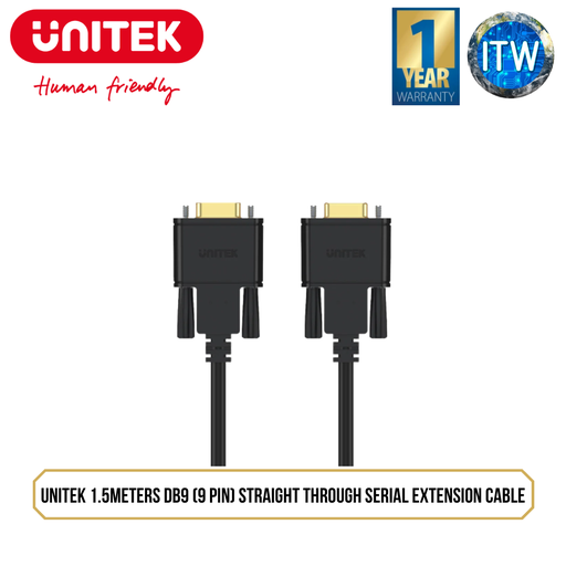 [Y-C706ABK] Unitek 1.5meters DB9 (9 Pin) Straight Through Serial Extension Cable (Y-C706ABK)